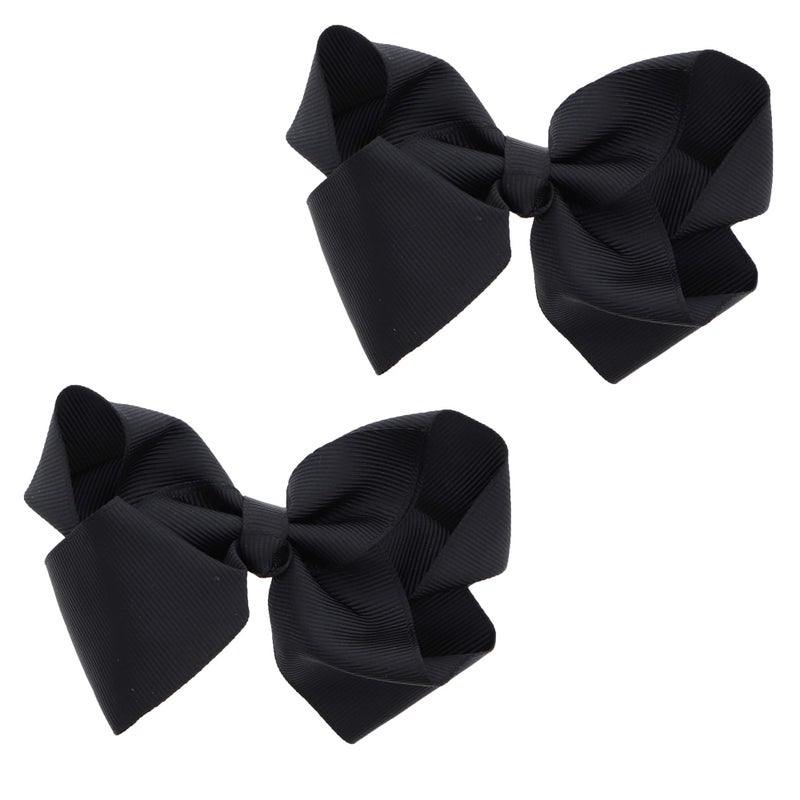 Motique Accessories 3 Inch Grosgrain Bow for Little Girls- Set of 2 (Black) - Image 1